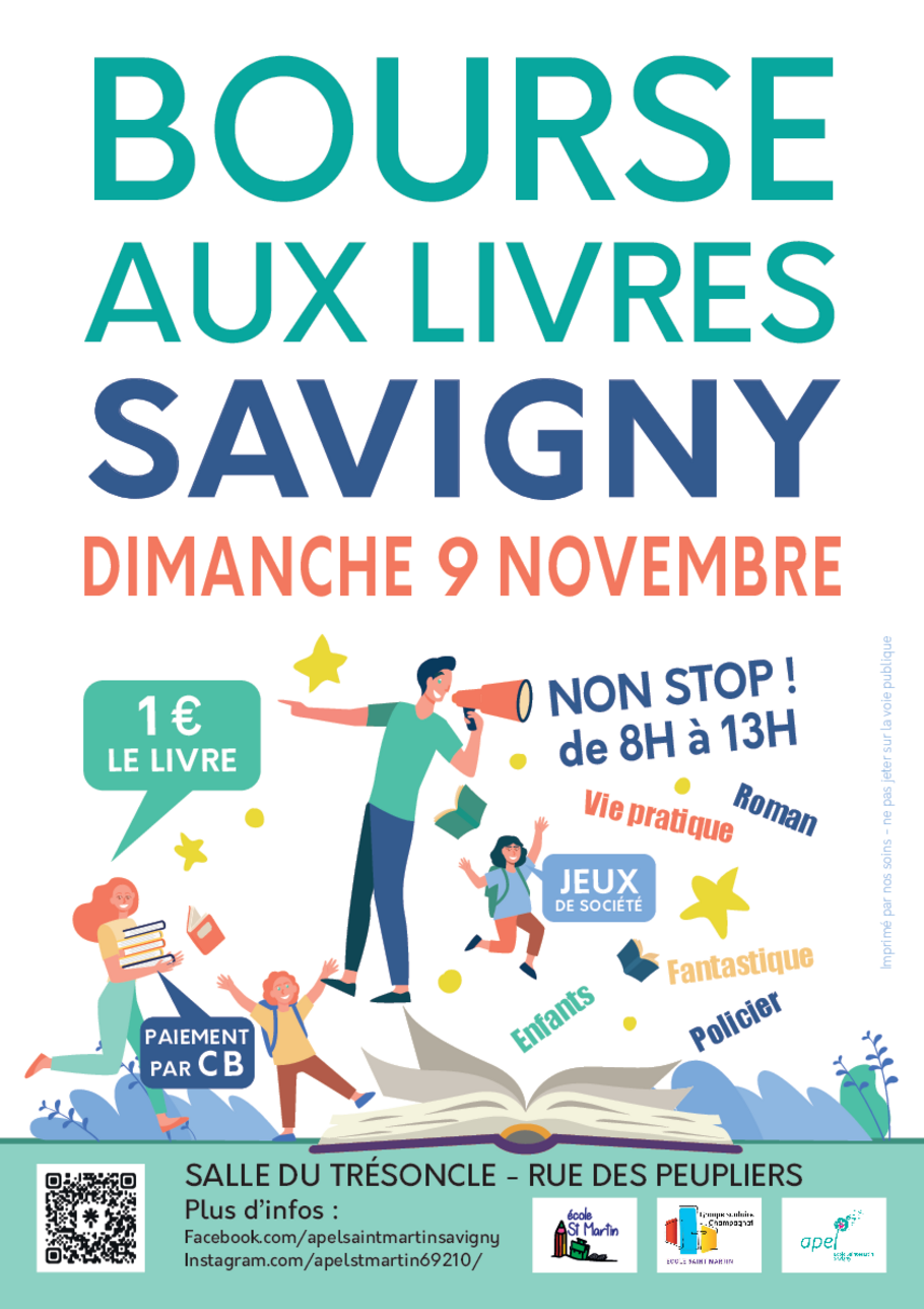 AFFICHE A4 - BOURSE AUX LIVRES - SAVIGNY - ST MARTIN - NOV-2025